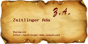 Zeitlinger Ada névjegykártya